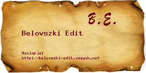 Belovszki Edit névjegykártya